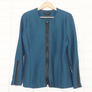 Mark Zunino blue ribbed Zipup blazer